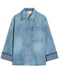 Tory Burch - Logo Washed Denim Barn Jacket - Lyst
