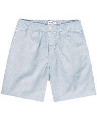 Wax London - Kurt Striped Cotton And Linen-Blend Shorts - Lyst