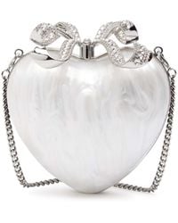 Self-Portrait - Heart Crystal-Embellished Pearlescent Acrylic Clutch - Lyst