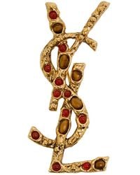 Saint Laurent - Cassandre Stone-Embellished Brooch - Lyst