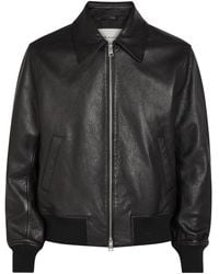 Ami Paris - Adc Grained Leather Bomber Jacket - Lyst