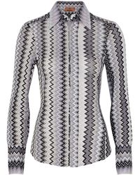 Missoni - Zigzag-intarsia Metallic Fine-knit Shirt - Lyst
