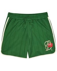 Drole de Monsieur - Hibiscus Embroidered Jersey Shorts - Lyst