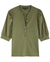 Veronica Beard - Coralee Ribbed Stretch-Cotton Top - Lyst