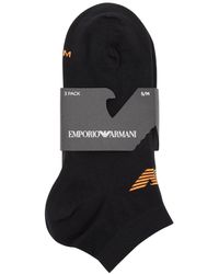 Emporio Armani - Logo-intarsia Cotton-blend Sneaker Socks - Lyst