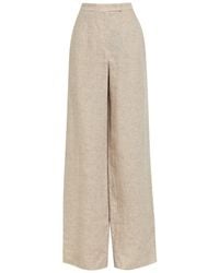 Emporio Armani - Wide-Leg Linen-Blend Trousers - Lyst