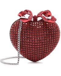 Self-Portrait - Heart Crystal-Embellished Satin Clutch - Lyst