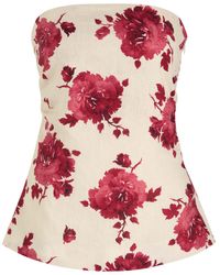 Faithfull the Brand - Alexa Floral-Print Strapless Linen Top - Lyst