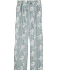 Stella McCartney - Printed Wide-Leg Silk Trousers - Lyst