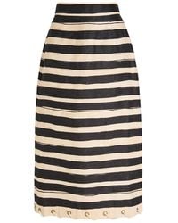 Zimmermann - Rebellion Striped Linen Midi Skirt - Lyst