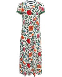 La DoubleJ - Sporty Swing Floral-Print Cotton Midi Dress - Lyst
