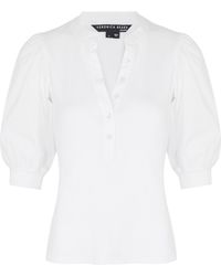 Veronica Beard - Coralee Ribbed Stretch-cotton Top - Lyst