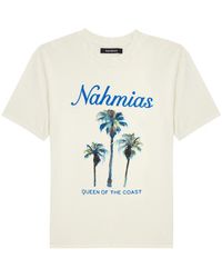 NAHMIAS - Palm Tree Coast Printed Cotton T-shirt - Lyst