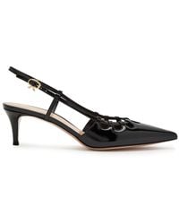 Gianvito Rossi - Eloise 55 Cut-Out Glossed Leather Slingback Pumps - Lyst