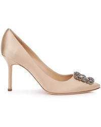 Manolo Blahnik - Hangisi 90 Silk-Satin Pumps - Lyst
