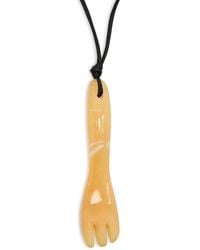 Lemaire - Gua Sha Fork Aragonite And Leather Necklace - Lyst