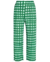 Pleats Please Issey Miyake - Gingham Pleated Straight-Leg Woven Cropped Trousers - Lyst