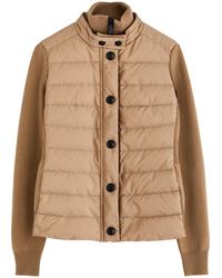 Moncler - Logo Quilted Shell And Wool-Blend Cardigan - Lyst