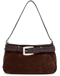 STAUD - Brooklyn Belted Leather And Suede Shoulder Bag - Lyst