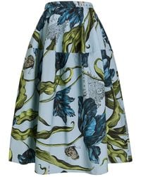 Erdem - Printed Cotton-Poplin Midi Skirt - Lyst
