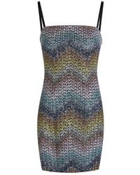 Missoni - Zigzag Metallic-Knit Mini Dress - Lyst