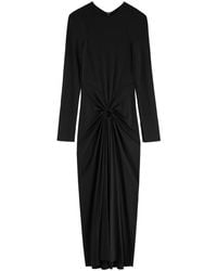 Victoria Beckham - Gathered Satin-Jersey Midi Dress - Lyst