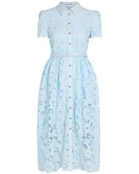 Self-Portrait - Belted Guipure-Lace Midi Shirt Dress - Lyst