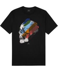 PS by Paul Smith - Stripe Skull Printed Cotton T-shirt - Lyst