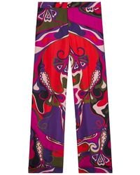 PUCCI - Orchidee Printed Silk Trousers - Lyst