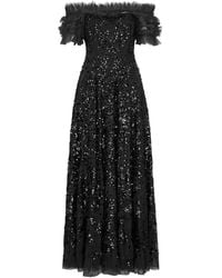 Needle & Thread - Sequin Wreath Off-the-shoulder Tulle Gown - Lyst