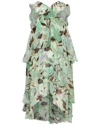 Stella McCartney - Floral-print Tiered Silk-chiffon Mini Dress - Lyst