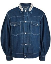 Simone Rocha - Crystal-Embellished Denim Jacket - Lyst