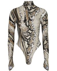 Mugler - Python-print Stretch-jersey Bodysuit - Lyst