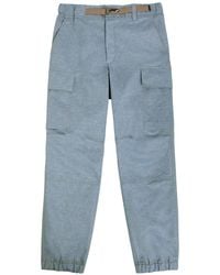 Moncler - Belted Denim Cargo Trousers - Lyst