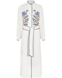 Lug Von Siga - Amira Embroidered Linen-Blend Midi Dress - Lyst