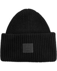Acne Studios - Pansy Face Ribbed Wool-Blend Beanie - Lyst