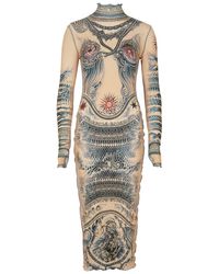 Jean Paul Gaultier - Sun Tattoo Printed Stretch-Jersey Midi Dress - Lyst