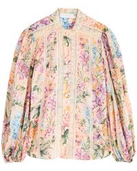 Zimmermann - Halliday Lace-Panelled Floral-Print Cotton Shirt - Lyst