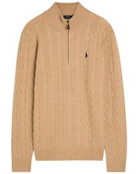 Polo Ralph Lauren - Logo Cable-Knit Wool And Cashmere-Blend Jumper - Lyst