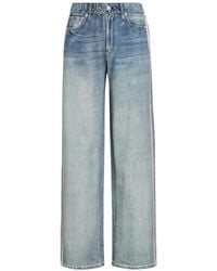 Rag & Bone - Striped Denim-Print Cotton Track Pants - Lyst