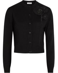 Erdem - Floral-Embellished Merino Wool Cardigan - Lyst