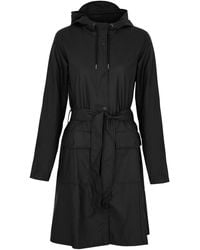 Rains - Belted Hooded Rubberised Jacket - Lyst