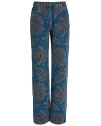 Etro - Floral-Print Straight-Leg Denim Jeans - Lyst