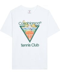 CASABLANCA - Tennis Club Printed Cotton T-Shirt - Lyst