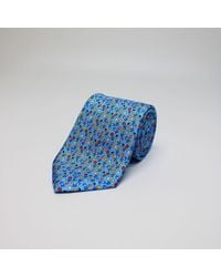Harvie & Hudson - Sky Blue Twin Floral Printed Silk Tie - Lyst
