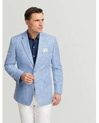 Harvie & Hudson - Sky Blue Textured Wool And Linen Jacket - Lyst