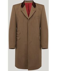 Harvie & Hudson Beige 100% Wool Alfred Brown Covert Coat - Natural