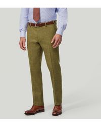 Harvie & Hudson - Olive Green Check Wool Trouser - Lyst