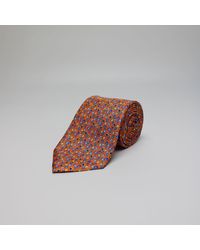 Harvie & Hudson - Orange Twin Floral Printed Silk Tie - Lyst