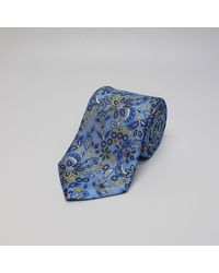 Harvie & Hudson - Sky Blue Large Floral Printed Silk Tie - Lyst